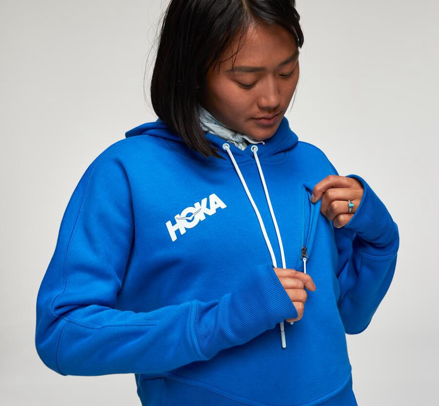 Hoka Womens Hoodie NZ - Hoka One One Performance Blue (CEJ758146)